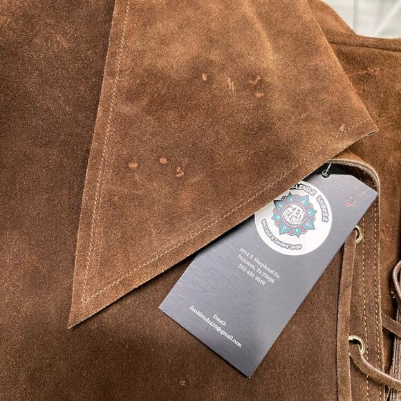 Vintage 70s handmade leather fringe shawl poncho - Picture 8 of 10